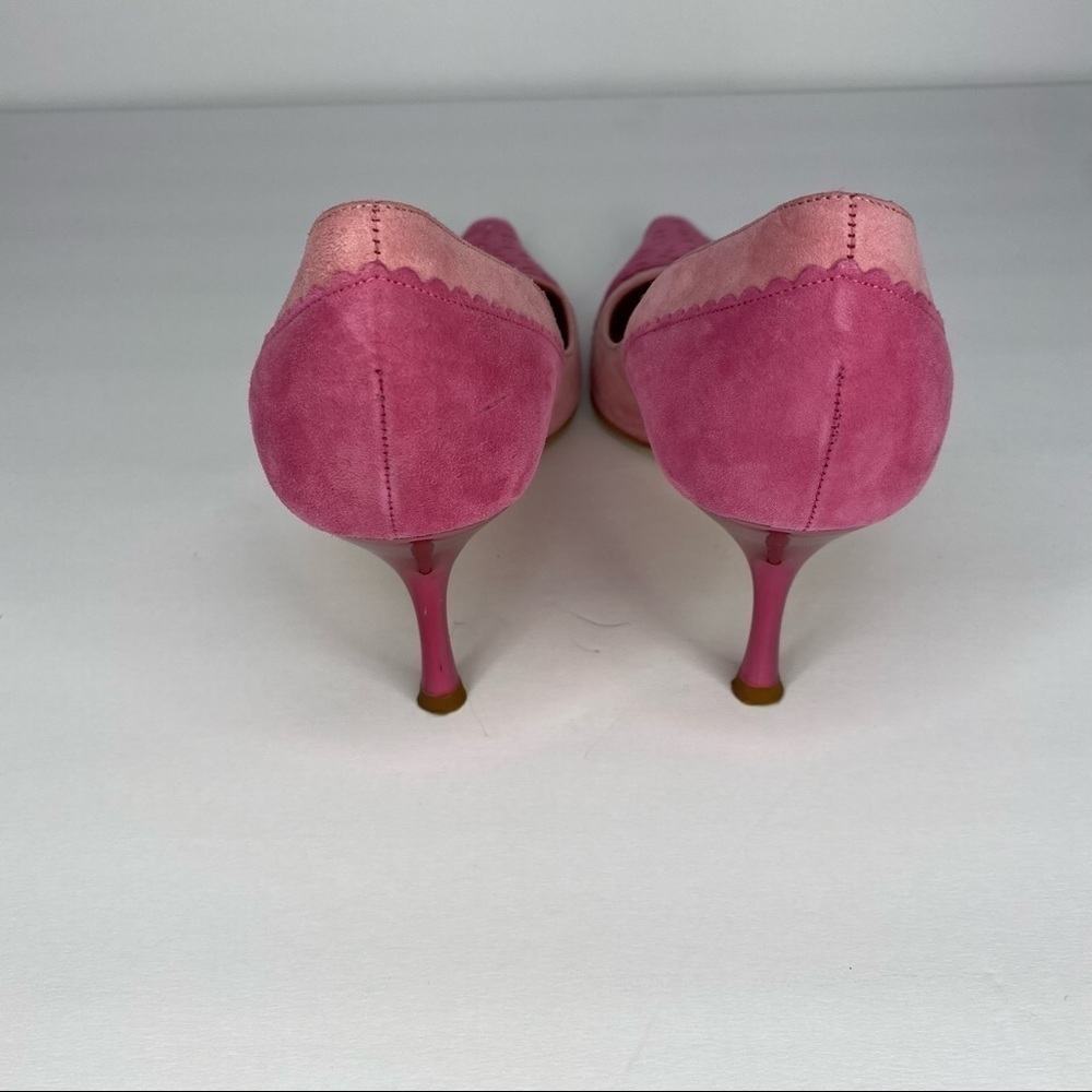𝅺ESCADA Suede Pink Two-Toned Heel - Picture 4 of 6
